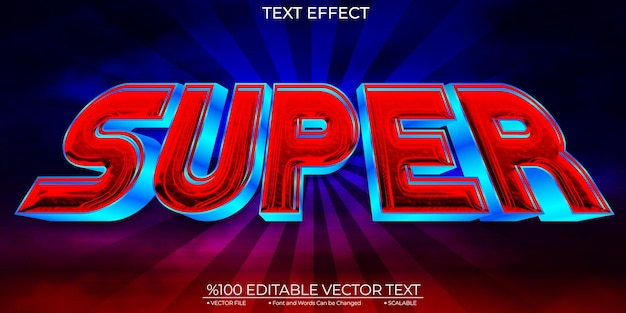 Fetter text super template bearbeitbarer 3d-vektor-texteffekt