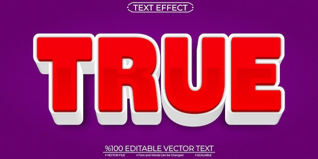 Fetter texteffekt rot und weiß true editierbarer und skalierbarer vorlagenvektortexteffekt