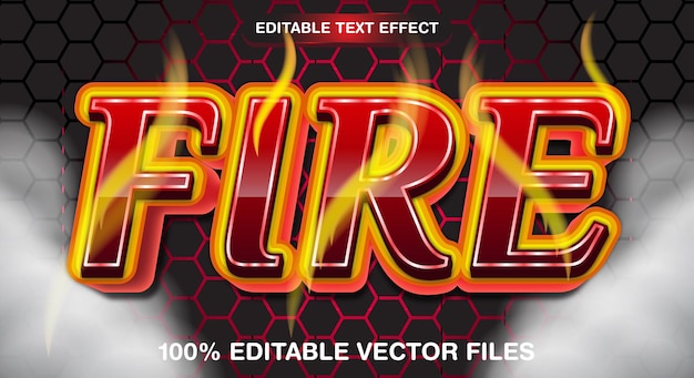 Vektor feuer 3d-textstil-effekt mit rotem licht-thema