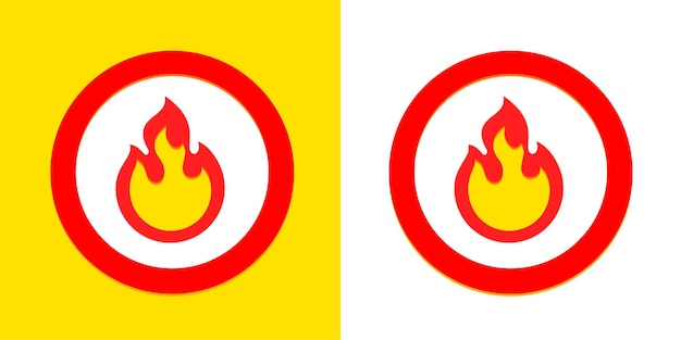 Vektor feuer flamme brennen vektorzeichen symbol brennendes feuer flamme symbol umriss brennbar und würzig heißes kreiszeichen