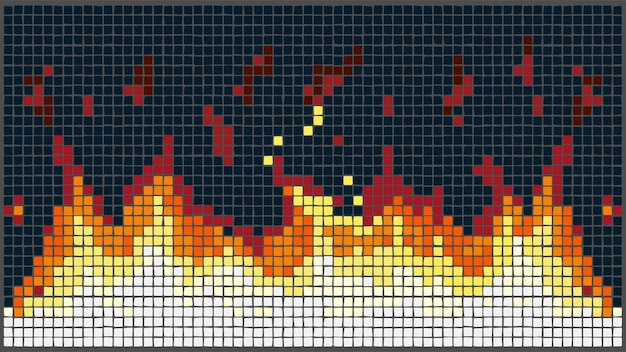 Feuer Flamme brennende Pixelkunst. Vektor-Illustration