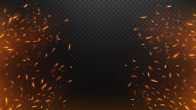 Feuer fliegende Funken mit einem transparenten Hintergrund