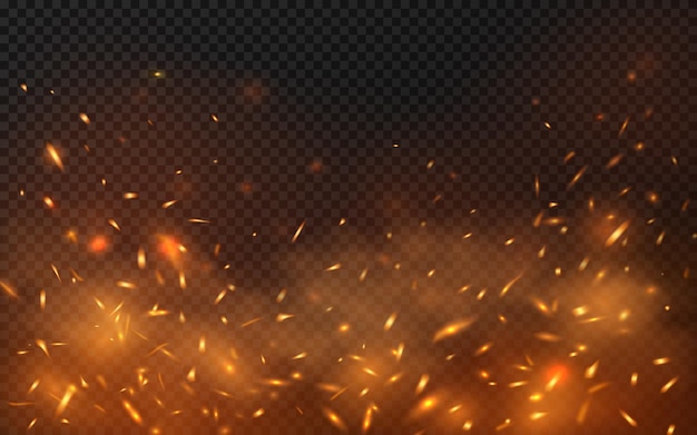 Feuer, Funken, Rauch, Hintergrund, brennende Partikel