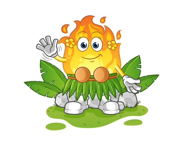 Feuer hawaiianischer wellenartiger charakter. cartoon-maskottchen-vektor