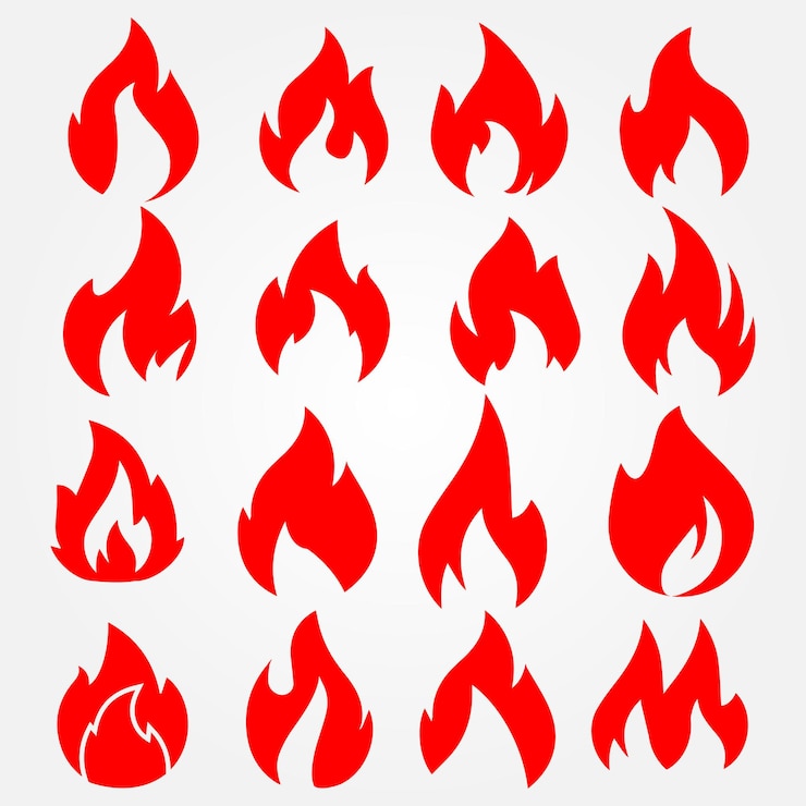 Vektor feuer-ikonen für design-konzept flamme feuer-icon-vektor bonfire silhouette logo-icon und flem