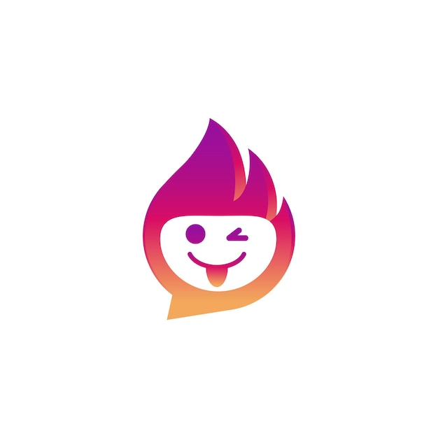 Feuer-lächeln-gesichts-chat-logo-design