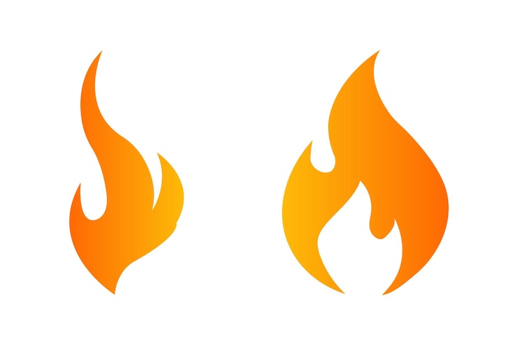 Vektor feuer-symbol einfach zwei zeichen, die das feuer auf weißem hintergrund beschreiben