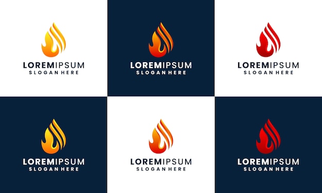 Feuer und flamme logo design sammlung vorlage