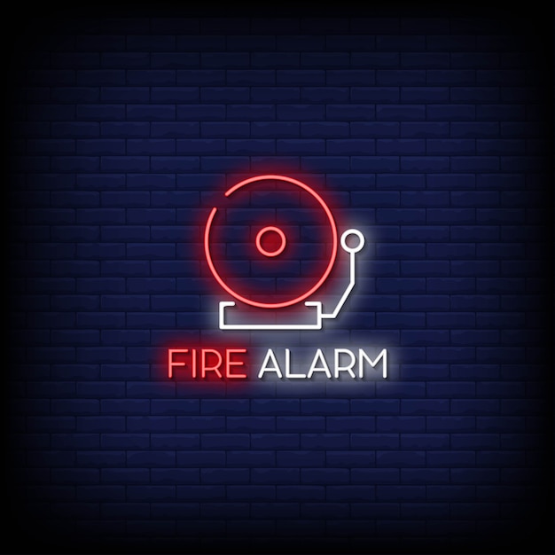 Feueralarm neonzeichen stil text