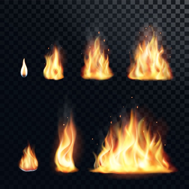 Feuerflamme realistisches Set