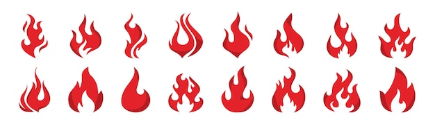 Vektor feuerflammen-icon-set feuerflammen-icon-set flammen-symbole lagerfeuer-silhouette vektor-illustration