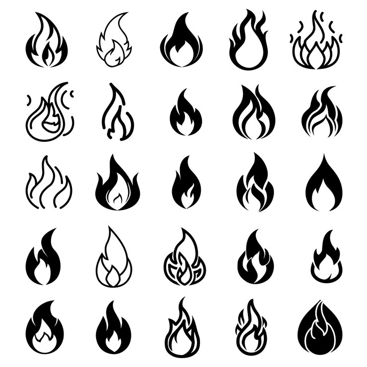 Vektor feuerflammen setzen vektorsymbole
