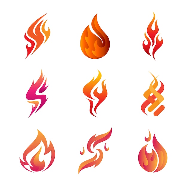 Feuerlogodesigns, feuerikonen eingestellt