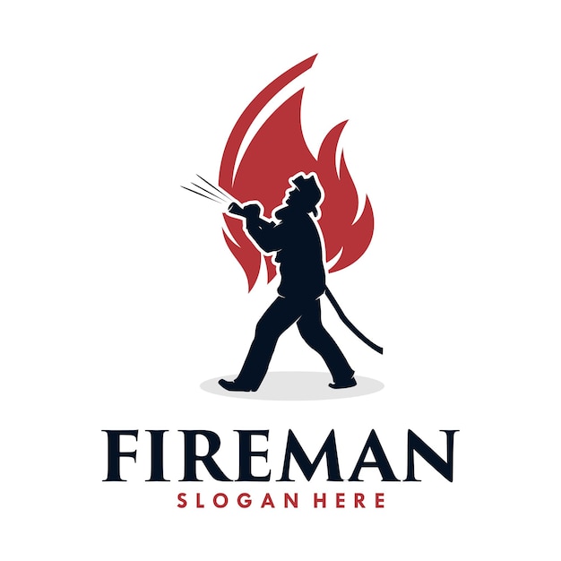 Feuermann und Feuer-Logo-Design-Vorlage