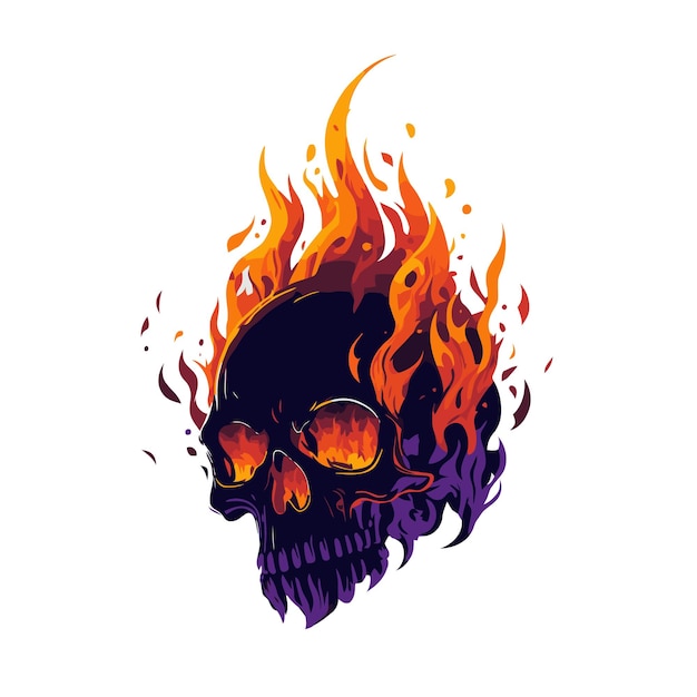 Feuerschädelkopf-Logo-Maskottchen-Design-Vektorvorlage