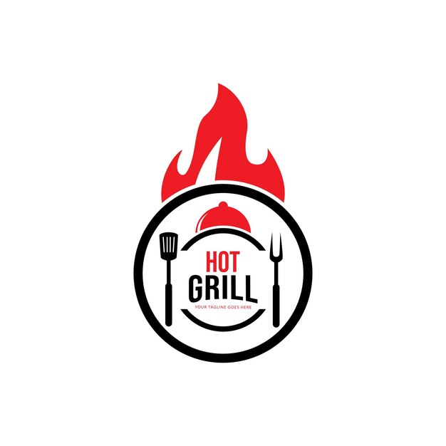 Feuerspatel hot grill logo vorlage.