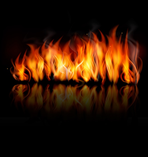 Feuervektor auf schwarzer Oberfläche.