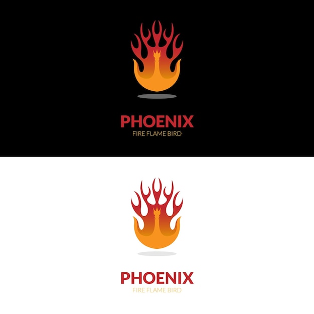 Vektor feuervogel phoenix in gradientroter farbe für spirituelles vogelbrand-logo-design.