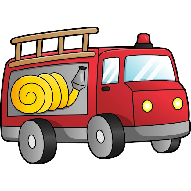 Feuerwehrauto cartoon clipart farbige illustration