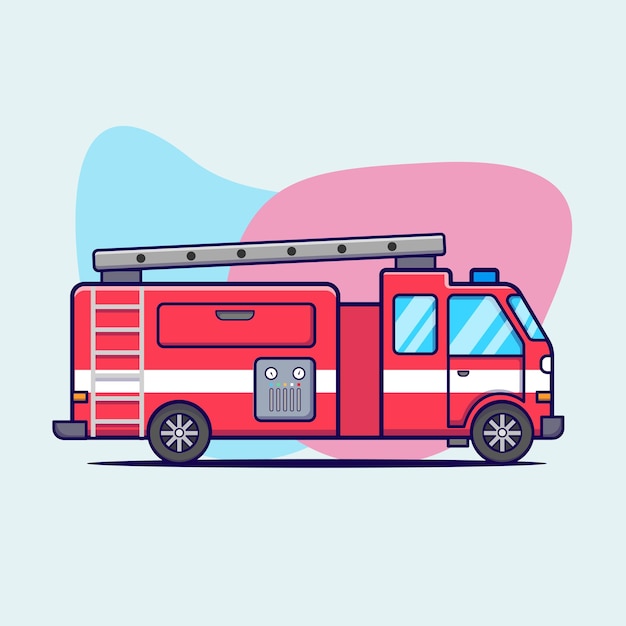 Feuerwehrauto für notsituationen, fahrzeugvektor, illustration, isoliert, symbol
