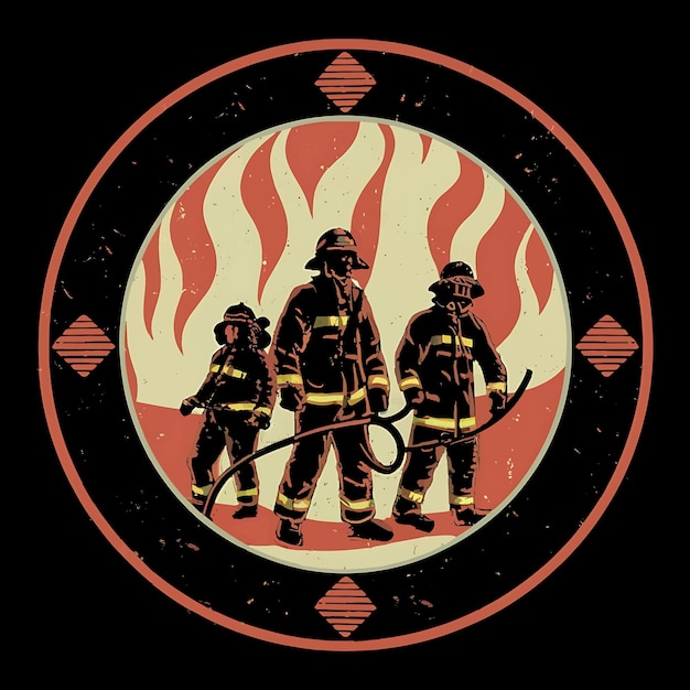 Vektor feuerwehrleute-illustration t-shirt-design