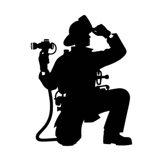 Vektor feuerwehrleute posieren als illustrator-vektor-silhouette