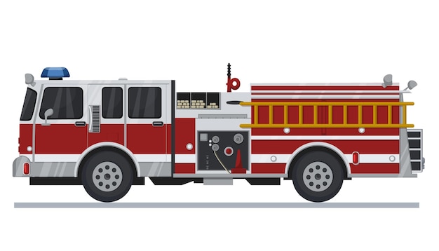 Feuerwehrwagen isoliert auf weißem hintergrund vektor illustration