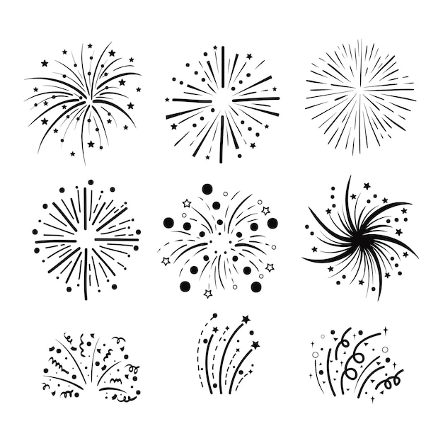 Feuerwerk feier dekor vektor illustration design isoliert in weißer feuerwerk silhouette