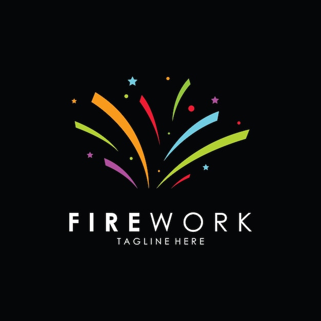 Feuerwerk-spark-logo-design feuerwerk-flammen-ikonen auf einer party-feier