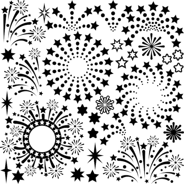 Vektor feuerwerk und sterne-silhouette-design