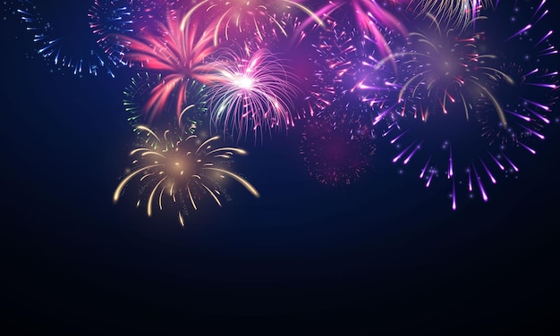 Feuerwerk und weihnachten unter dem motto celebration party 2022 frohes neues jahr hintergrunddesign.
