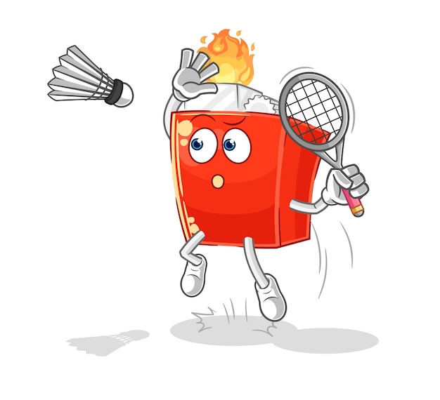 Feuerzeug zerschmettert den badminton-cartoon-cartoon-maskottchen-vektor