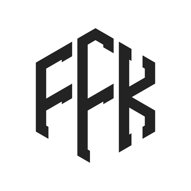 FFK-Logo-Design Anfangsbuchstaben FFK-Monogramm-Logo in sechseckiger Form