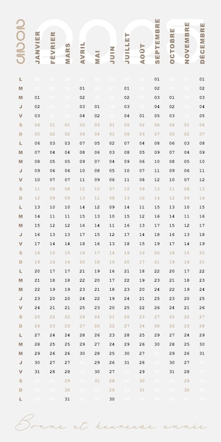 Fichier Vectoriel Kalender 2025 Dates Francaises Format Vertikales Design einfach und modifizierbar