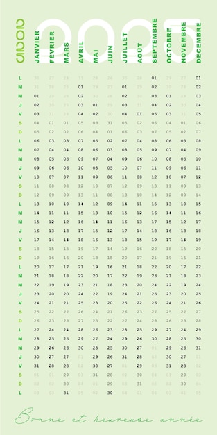 Fichier Vectoriel Kalender 2025 Dates Francaises Vertikales Design Modifizierbar vert