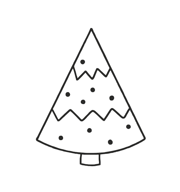 Fichte-Vektor-Weihnachtsbaum-Illustrations-Gekritzel lokalisiert auf weißem Hintergrund Konzept von Weihnachten