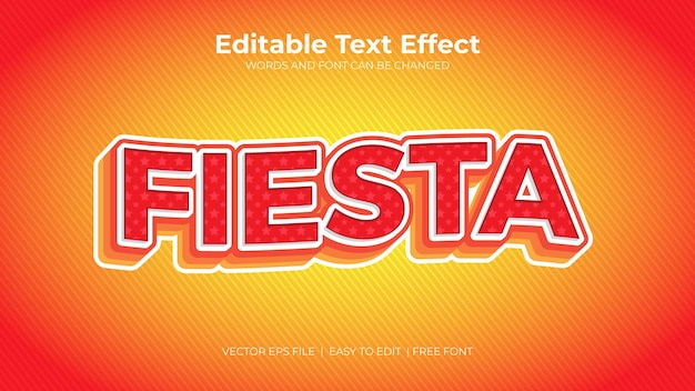 Vektor fiesta-texteffekt in roter farbe im 3d-stil