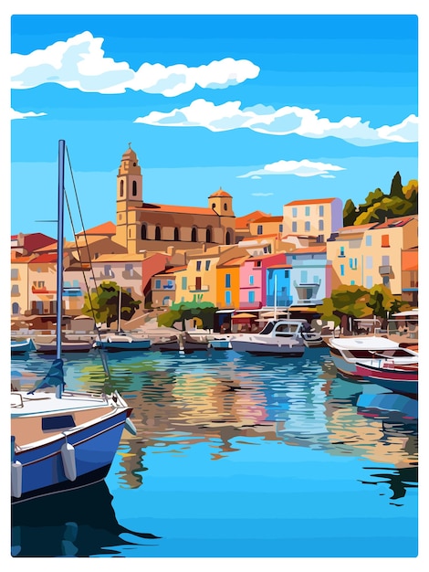 Figueres Spanien Vintage Reiseplakat Souvenir Postkarte Porträt Malerei WPA Illustration