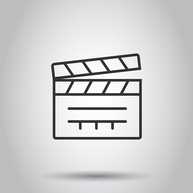 Vektor film-icon im flachen stil film-vektor-illustration auf weißem isolierten hintergrund clapper-video-geschäftskonzept