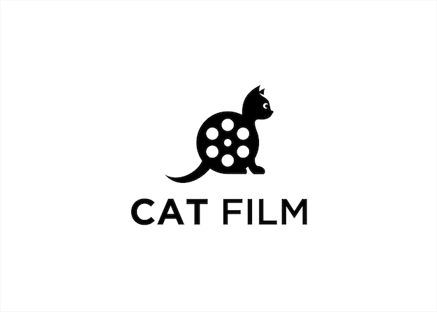 Film-Katze-Logo-Design-Vektor-Illustration