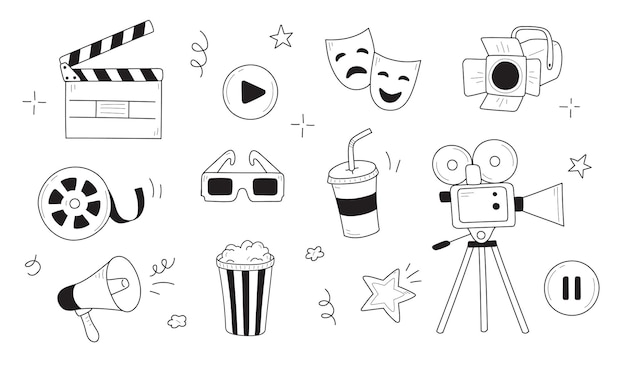 Film-kino-doodle-symbol-illustration