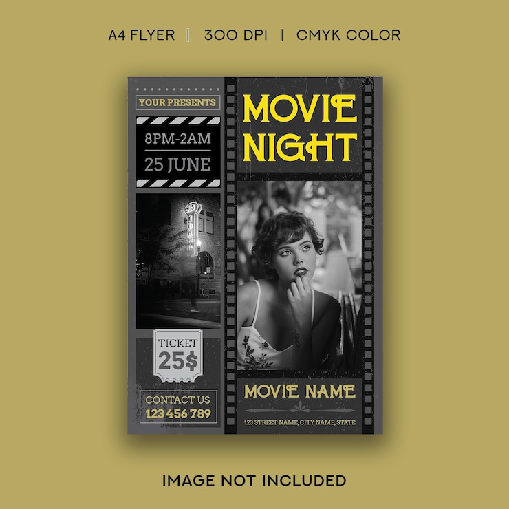 Vektor film-nacht-flyer