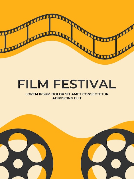 Filmfestival-Poster, das mit gewellten Filmstreifen und Filmrollen geschmückt ist