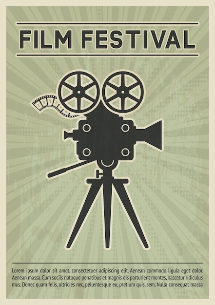 Vektor filmfestival-poster retro-filmkamera schwarze silhouette