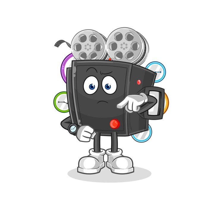 Vektor filmkamera mit armbanduhr cartoon cartoon maskottchen vektor