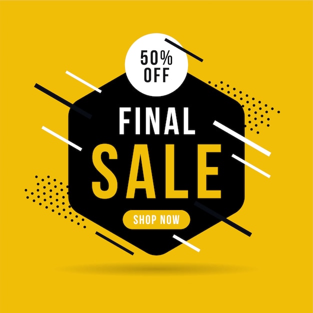 Vektor final sale banner, bis zu 50% rabatt.