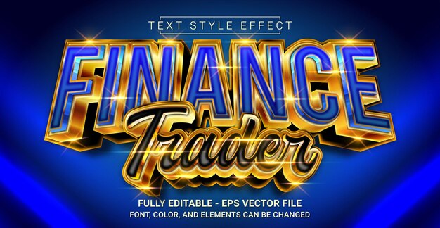 Vektor finance trader text-stil-effekt bearbeitbare grafische textvorlage