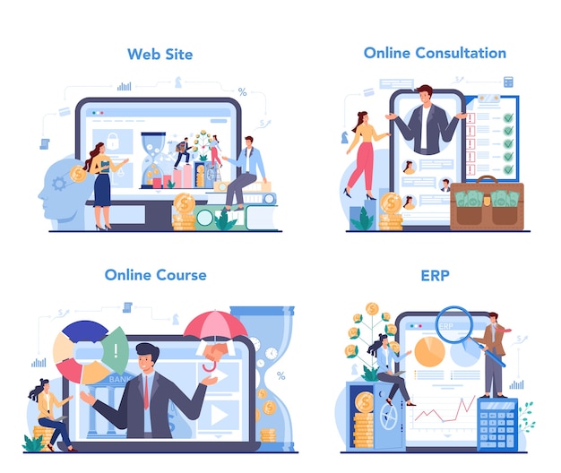 Finanzberater oder Finanzier Online-Service oder Plattform-Set