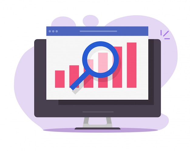 Finanzbericht verkaufsanalyse analysebericht online auf desktop-computer pc-symbol