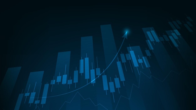 Finanzgeschäftsstatistiken mit balkendiagramm und kerzendiagramm zeigen den börsenkurs